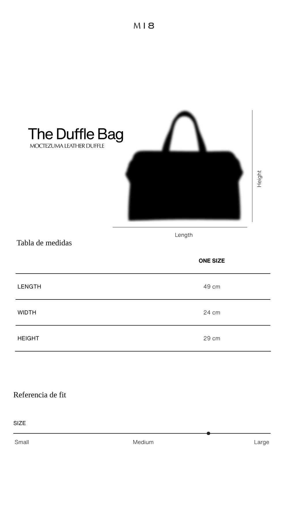 Tabla de tallas M18  Leather Duffle Bag Moctezuma | Café