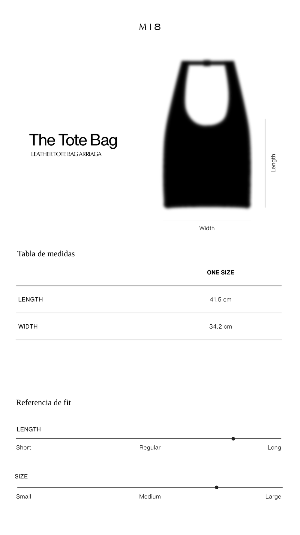 Tabla de tallas M18  Leather Tote Bag Arriaga | Negro