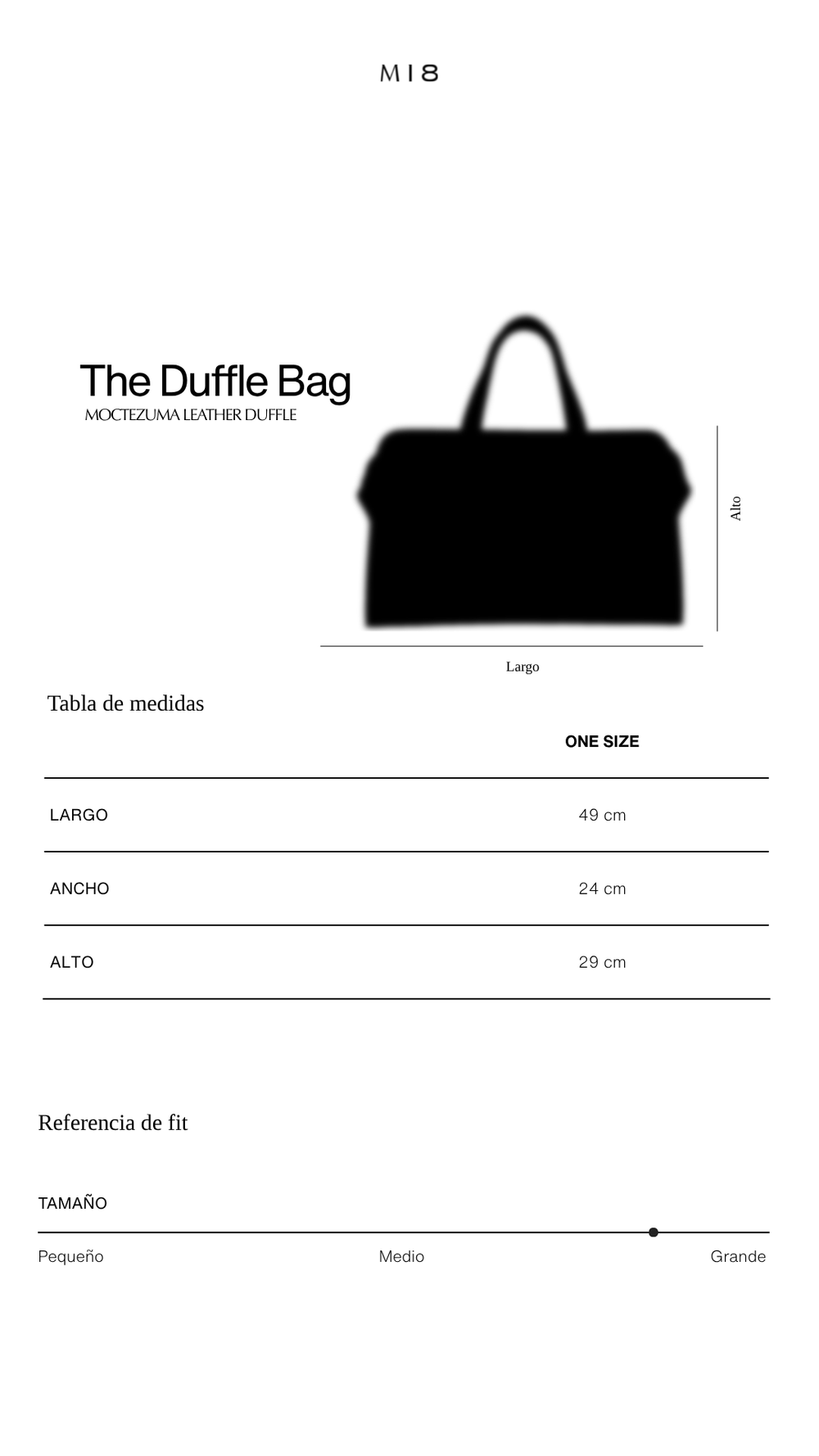 Tabla de tallas M18  Leather Duffle Bag Moctezuma | Café