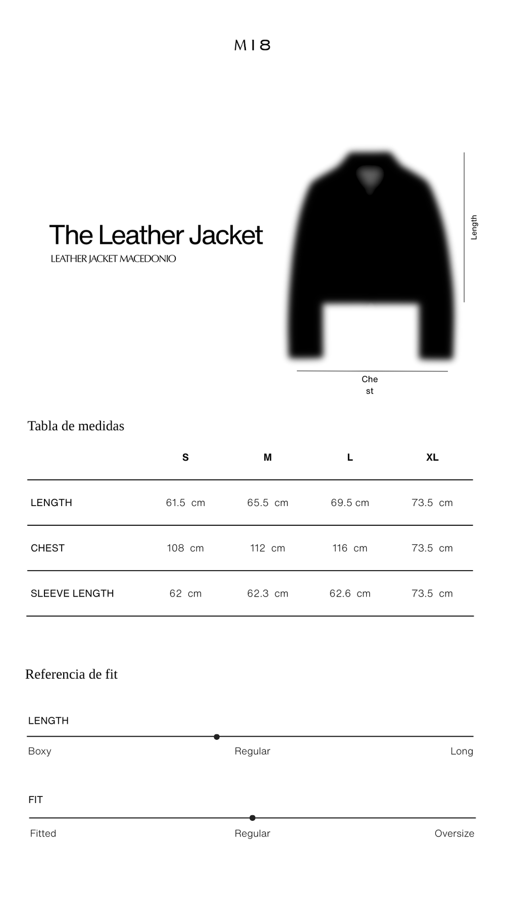 Tabla de tallas M18  Suede Leather Jacket Macedonio | Negro